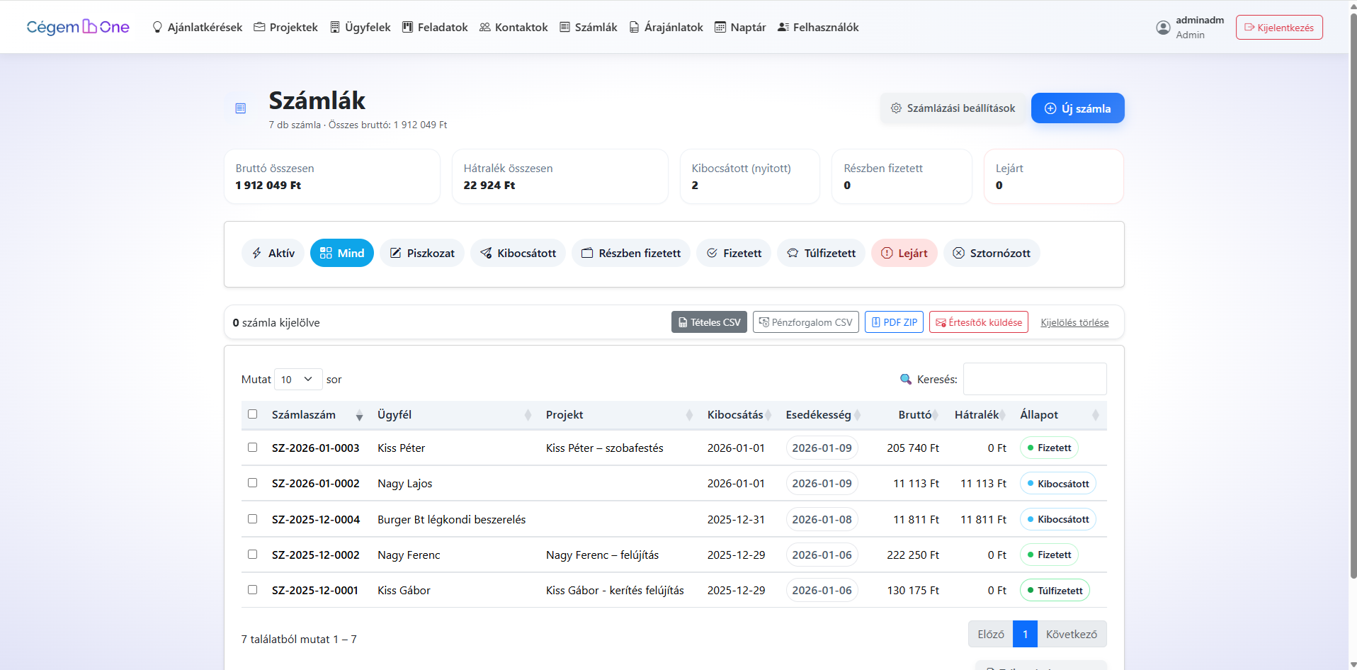 CégemOne – Számla